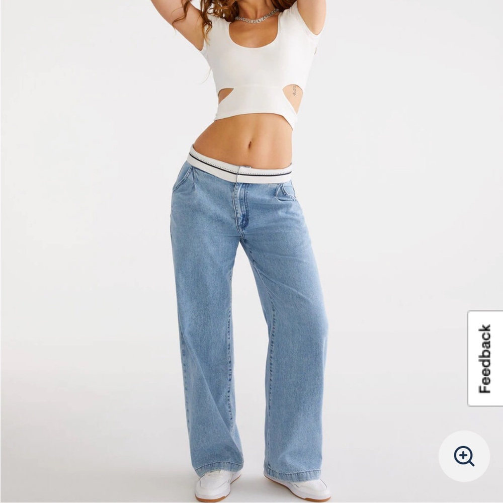 Aeropostale 4 Regular Light Blue Denim Trousers Wide Leg